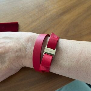 Salvatore Ferragamo leather bracelet, double wrap